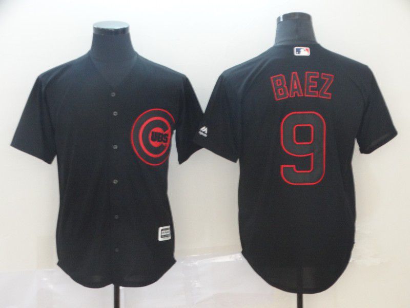 Men Chicago Cubs #9 Baez Black MLB Jerseys